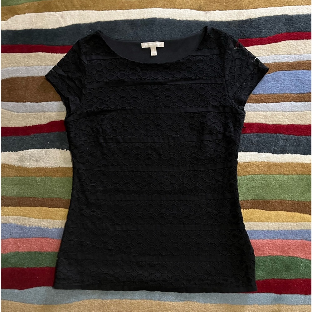 Banana Republic Black see thru Cap Sleeve Top.  Body of top is lined.